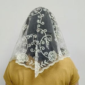 Hijab Musulmano di Alta Qualità Sciarpa Scialle in Pizzo con Stampa Floreale Foulard da <span class=keywords><strong>Donna</strong></span> con Ricamo <span class=keywords><strong>Velo</strong></span> da Sposa per Matrimonio - Product Image 4