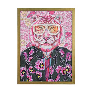 PINTURA SOBRE LONA TIGER CON MARCO Efecto Madera 45X60CM GROSOR 4CM - Product Image 1