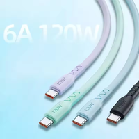 Color TPE Silicona 120W 6A Cable de datos de carga rápida USB Tipo C Cable de carga de datos rápidos para teléfono móvil