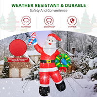 Père Noël gonflable de 12 pieds avec guirlande de cannes en sucre et lumière LED, ornement de Noël pour la cour, la pelouse, la maison, la décoration extérieure des fêtes