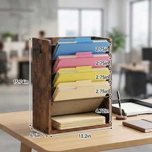 Nouvel Organisateur de Courrier Mural avec 2 Crochets pour Clés, <span class=keywords><strong>Porte</strong></span>-Lettres en Bois, <span class=keywords><strong>Porte</strong></span>-Enveloppes, Accessoires pour la Maison et le Bureau - Product Image 5