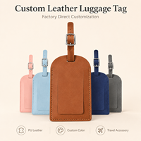 Étiquette de bagage promotionnelle en cuir PU avec logo personnalisé, étiquette de valise de voyage personnalisée avec cache de confidentialité pour cadeaux événementiels