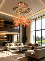Lustre d'hôtel personnalisé, grand lustre moderne de luxe pour plafonds hauts, lustre en verre d'agate, luminaires de décoration intérieure