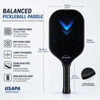 Raquette de pickleball en carbone T700 légère, surface texturée, forme allongée, noyau en mousse injectée de 14 mm, noyau en caoutchouc de 12 mm