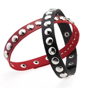 गोल कीलक कॉलर चमड़ा चोकर हार ट्रेंड जड़ित कॉलर - Product Image 2