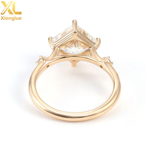 Jewelry 10k/14k/18k Solid Yellow Gold 2ct Princess GRA Certificate Moissanite Engagement Wedding <b>Ring</b> for Women - Product Image 3