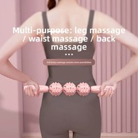 Balle de massage de yoga, masseur pour les mollets, relaxant pour la colonne cervicale et les épaules, baguette de massage unisexe à picots en PP, rose et bleu