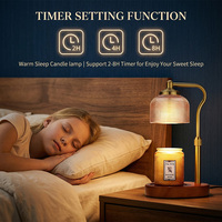 Chauffe-bougie à intensité variable avec minuterie, lampe électrique pour fondre la cire, chauffe-bougie sans flamme à hauteur réglable, design rétro en verre et bois