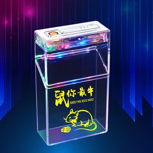 Vỏ trong suốt có thể sạc lại nhẹ hơn rõ ràng ánh sáng lên lật Bìa chịu áp lực Tích hợp 20-Piece thuốc Lá Trường hợp nhựa - Product Image 6