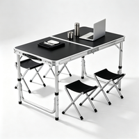 Table pliante en alliage d'aluminium légère et portable, best-seller pour l'extérieur, avec 2 tabourets, idéale pour la salle de sport, le barbecue, les pique-niques