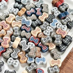 Perles nœud papillon à carreaux 20x14mm, texture tissu, trou droit, entretoises pour la fabrication de chaînes de téléphone et de bijoux DIY, vente en gros - Product Image 5