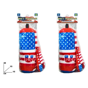 Ensemble de boxe Pugile avec sac 40x15x15 cm, design drapeau américain, pour l'entraînement des enfants - Product Image 1