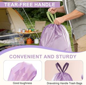 Huamaohengchun - Paquete de 100 Bolsas de Basura Pequeñas sin Perfume de 4 Galones (15 Litros) para Cocina, Oficina, Auto y Baño, Color Morado - Product Image 4