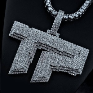 Handmade <b>Solid</b> <b>Silver</b> Plated Moissanite Natural Diamond Hip Hop Luxury Pendant <b>Necklace</b> Unisex Wedding/Engagement - Product Image 2