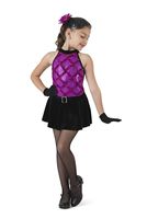 Gaun Tutu Berpayet Fuchsia untuk Anak Perempuan dengan Ruffle di Bagian Atas, Kerah Halter, Kostum Pertunjukan Balet dengan Lis Hitam, Bahan Poliester/Rayon