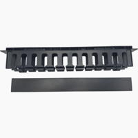 Organisateur de câbles horizontal pour rack 1U, 19 pouces, 12 emplacements, plastique noir, gestion des câbles