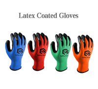 Guantes de Trabajo Recubiertos de Látex Natural Baratos CY, Guantes de Seguridad Industriales de Poliéster 13G para Trabajos de Construcción EN388, Guantes Resistentes