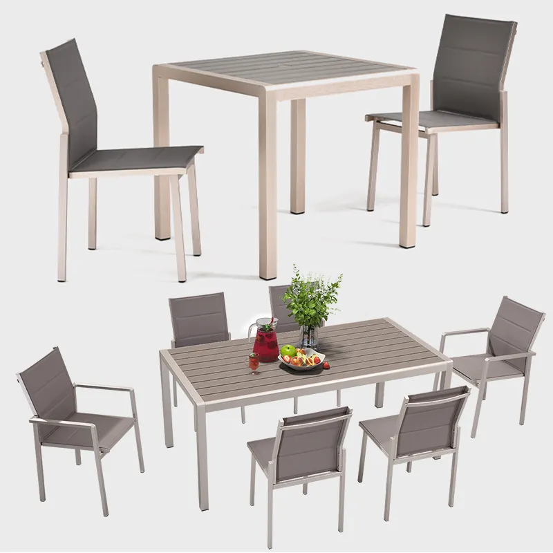 Cadeiras de mesa para área externa, cadeiras em alumínio para mobiliário externo, cadeiras de vime plástico