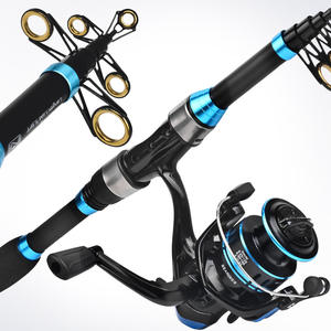 <span class=keywords><strong>Kit</strong></span> de pêche en mer tout-en-un pour débutants avec canne télescopique, moulinet et lancer longue distance pour la pêche en bateau en eau salée - Product Image 1