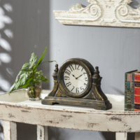 Design européen ancien Vintage Table bureau décoratif horloge manteau en bois
