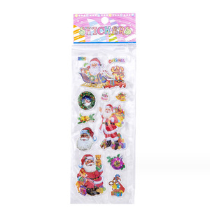 Pegatinas de dibujos animados en 3D de Papá Noel, tema navideño, plástico duradero, reutilizable para la educación y recompensas de los niños - Product Image 5