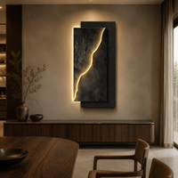 Murale LED moderne rétroéclairée en pierre de luxe avec effet de fissure lumineuse pour hall d'hôtel, villa, couloir, entrée – Vente en gros et sur mesure