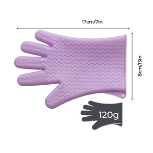 Usine directe Silicone four gants brosse pour animaux de compagnie gant résistant à la chaleur doux pour Massage OEM - Product Image 5