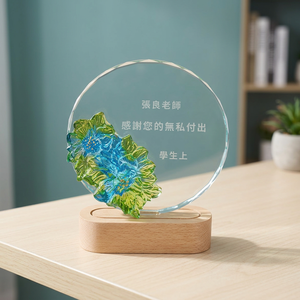 Trophée en cristal de verre avec motif floral gravé au laser 150x180mm pour cadeaux promotionnels et cadeaux de bienvenue - Product Image 3