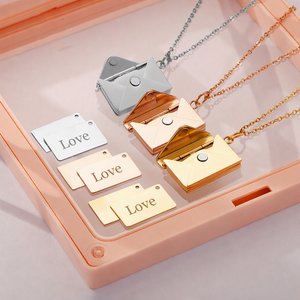 Colgantes de Acero Inoxidable Grabables DIY con Letras de Amor Populares en Europa y América, Collares de Sobres <span class=keywords><strong>para</strong></span> Parejas y Mejores Amigos - Product Image 2