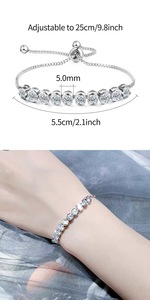 <span class=keywords><strong>Bracelet</strong></span> pour femme plaqué or blanc 18 carats, <span class=keywords><strong>bracelet</strong></span> tennis en argent sterling S925, collection de bijoux, cadeau pour femme/maman - Product Image 4