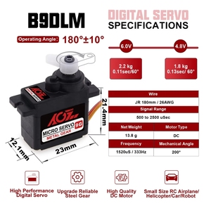 มอเตอร์ดิจิตอล AGFRC B9DLM รุ่นใหม่ น้ำหนัก 2.2 กก. ความเร็ว 0.11 วินาที แรงบิดสูง เฟืองเหล็ก น้ำหนัก 9 กรัม สำหรับรถบังคับ/เครื่องบินบังคับ/เฮลิคอปเตอร์บังคับ - Product Image 6