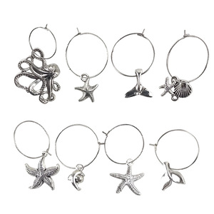 <b>Ocean</b> Theme Wine Glass Charms Metal Reusable Drinkware Accessories for Red Wine Party Identification - Product Image 4