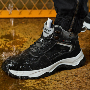 Chaussures de travail confortables en laine pour l'hiver, nouvelle semelle solide anti-écrasement, chaussures de sécurité - Product Image 4