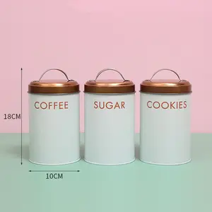 Ensemble de 3 boîtes de rangement pour la cuisine, ensemble de boîtes en métal pour le café, le thé et le sucre