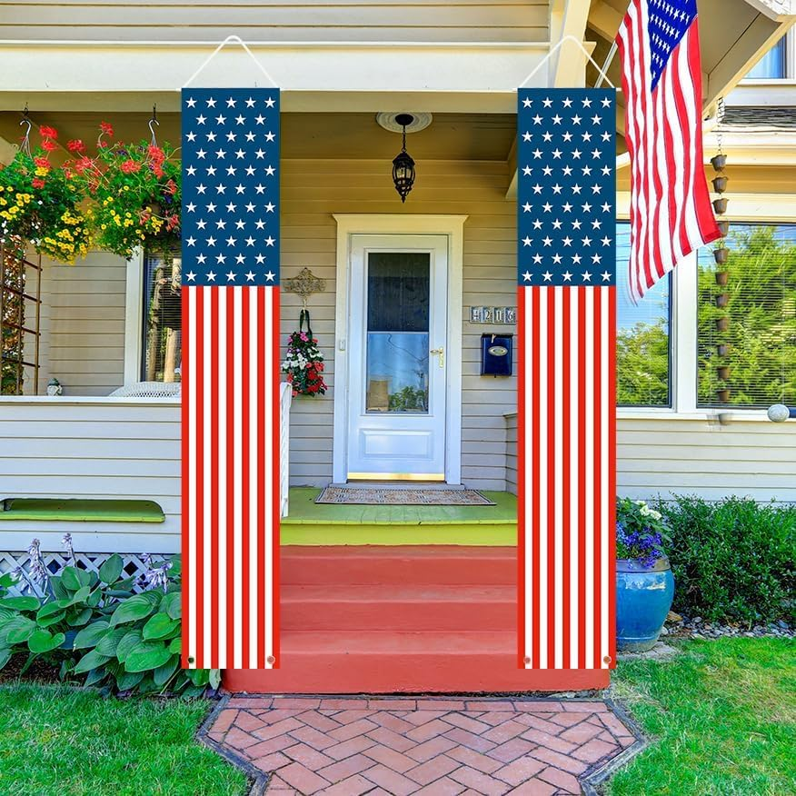 Zilphoba Patriotic Banner - Hängende Amerikanische Flagge, 180 X 30 Cm, Aus Wetterfestem Oxford-Gewebe Für Veranda & Garten