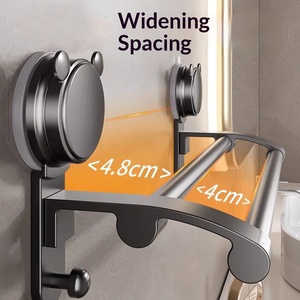 <span class=keywords><strong>Toallero</strong></span> Doble Duradero con Ventosas Gris Metálico, <span class=keywords><strong>Sin</strong></span> Perforaciones, Gancho <span class=keywords><strong>de</strong></span> <span class=keywords><strong>Pared</strong></span> para Almacenamiento en Baño y Hogar - Product Image 2