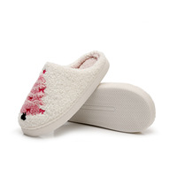 Nouveaux Chaussons Roses de Noël Chauds pour l'Automne et l'Hiver, Intérieur Maison PVC, Remises de Gros
