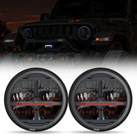 Phares LED JK de 7 pouces avec clignotants ambrés et design Halo Angel Eyes pour Wrangl-er JK LJ CJ TJ, phares LED 60w