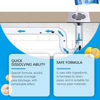 Formule puissante de désodorisation, poudre de nettoyage des drains, idéale pour les tuyaux de cuisine, l'évier de salle de bain, les toilettes et l'entretien ménager