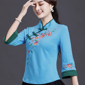 Vêtements traditionnels <span class=keywords><strong>chinois</strong></span> Chemise brodée de style ethnique - Product Image 4