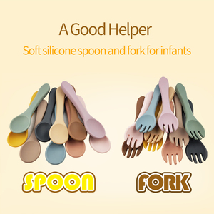 Juego de Cuchara y Tenedor de Silicona Flexible de Grado Alimenticio para Bebés, Libre de BPA, Cubiertos para Niños Pequeños, Utensilios para la Hora de Comer, Vajilla Infantil - Product Image 4