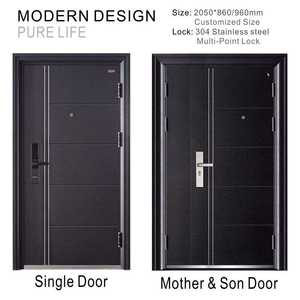 Puerta de Acero de Alta Calidad para <span class=keywords><strong>Entrada</strong></span> Exterior de Apartamentos Modernos, Puerta de Acero Contemporánea Antirrobo para el Hogar - Product Image 3