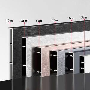 Perfil de Rodapié de Aluminio de Alta Calidad Directo de Fábrica, Negro, 8cm/10cm, Altura Personalizada, Decorativo, Metal Cepillado - Product Image 1