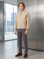 Blouson Bomber Homme Haute Qualité en Polyester Fini Toile, Couleur Unie, Col Montant Zippé, Coupe-Vent, Décontracté, Manches Longues, Respirant