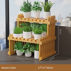 Soporte de Bambú de 2 Niveles para Plantas y Macetas, Estante para Uso en Interiores/Exteriores, <span class=keywords><strong>Pequeño</strong></span> Soporte de <span class=keywords><strong>Escalera</strong></span> para Escritorio - Product Image 6