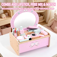 Ensemble de jeu de maquillage princesse en bois, kit de beauté et de déguisement, jouet éducatif Montessori pour filles