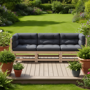 Conjunto de sofás para patio con estructura de madera de pino, cojines antracita, muebles de jardín para exteriores, diseño rústico, resistente a la intemperie, 4 plazas - Product Image 2