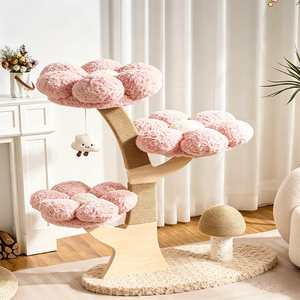 Structure d'escalade élégante et moderne <span class=keywords><strong>pour</strong></span> chat, plateformes moelleuses en forme de fleur, griffoir champignon, tapis de base souple et écologique <span class=keywords><strong>pour</strong></span> mobilier <span class=keywords><strong>pour</strong></span> animaux de compagnie - Product Image 1