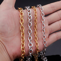 Collier en acier inoxydable à maillons ronds géométriques, chaîne O, bicolore or et argent, vente en gros, accessoires de bijoux pour homme MGBC1444