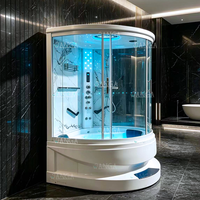 Bak Mandi Jacuzzi dengan Kabin Shower, Kamar Mandi Mewah Jaguzzy dan Ruang Sauna Uap untuk Kombinasi Mandi Uap Tunggal